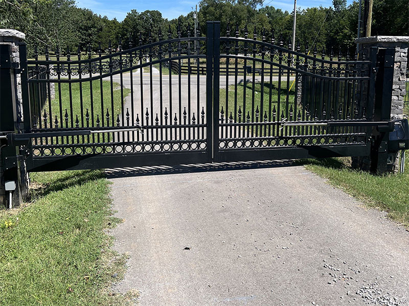 Black automated residential fence gate in Middle TN